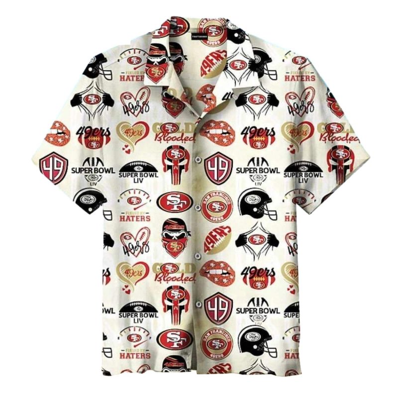 San Francisco 49Ers Tropical Leaves And Team Crest Hawaiian Shirt 1