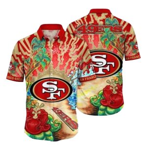 San Francisco 49ers Tropical Paradise Vibrance Hawaiian Shirt
