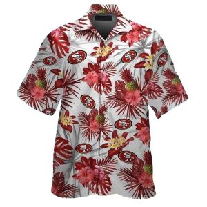 San Francisco 49ers Tropical White Hibiscus Hawaiian Shirt