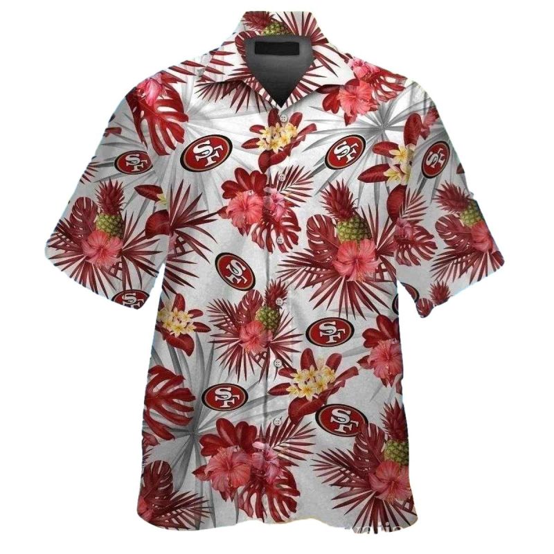 San Francisco 49Ers Tropical White Hibiscus Hawaiian Shirt 1