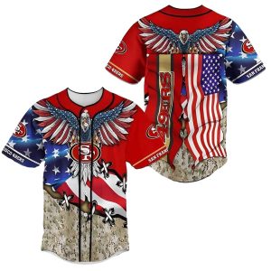 San Francisco 49ers Us Flag And Eagle Baseball Jersey