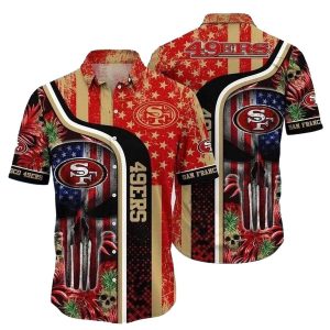 San Francisco 49ers Us Flag Pnisher Skull Hawaiian Shirt