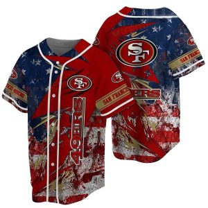 San Francisco 49ers Usa Flag Brush Baseball Jersey