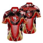 San Francisco 49ers Wave Red And Gold Hawaiian Shirt