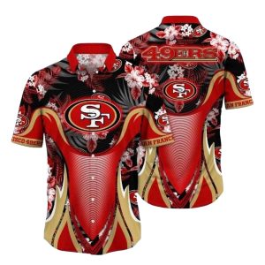 San Francisco 49ers Wave Red And Gold Hawaiian Shirt