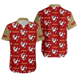 San Francisco 49ers White Hibiscus Red Pattern Hawaiian Shirt
