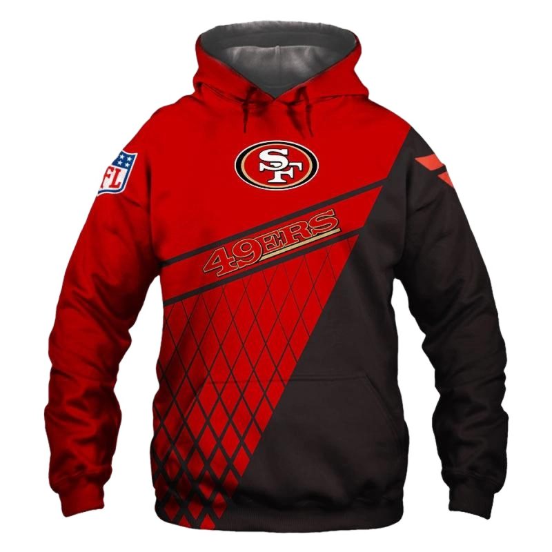 San Francisco 49Ers Cheap Design Black And Red Aop Hoodie 1