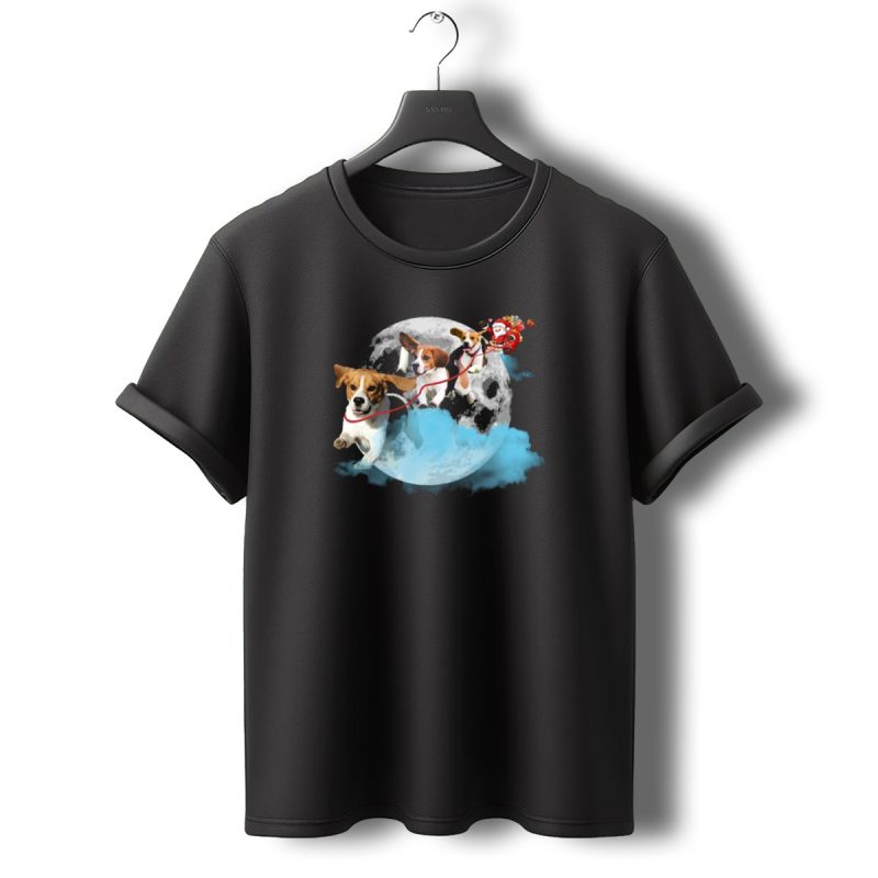 Santa And Beagles On The Moon Journey T Shirt T Shirt 0 1