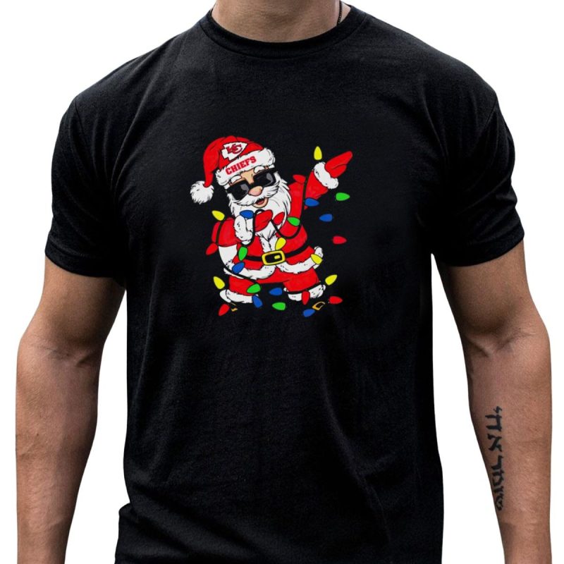 Santa Dabbing Kansas City Chiefs Christmas Lights T Shirt T Shirt 1 1