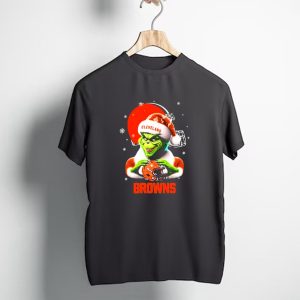 Santa Grinch Love Cleveland Browns Merry Christmas T-Shirt