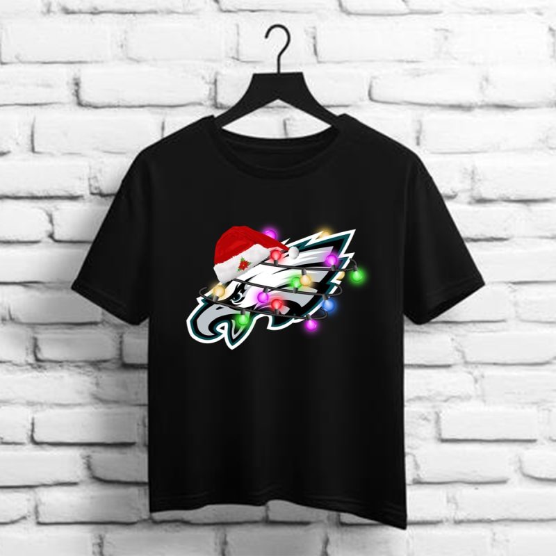 Santas Hat Merry Christmas Philadelphia Eagles T Shirt 1 1