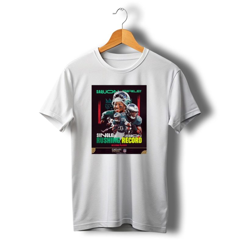 Saquon Barkley Single Season Rushing Record Including Playoffs Philadelphia Eagles T Shirt T Shirt 1 1