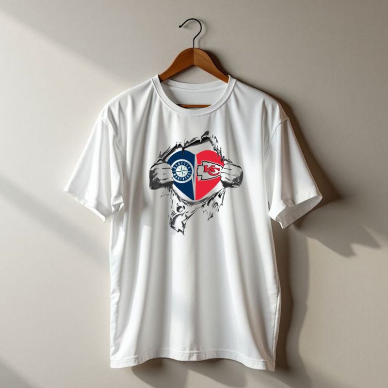 Seattle Mariners Kansas City Chiefs Heart T Shirt T Shirt 1 1