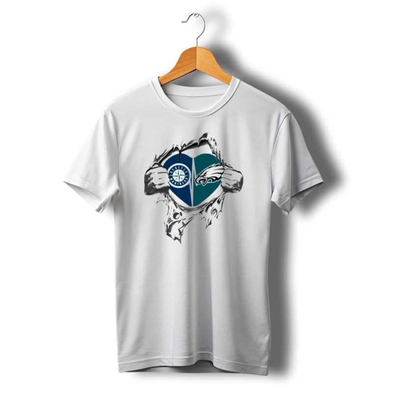 Seattle Mariners Philadelphia Eagles Heart T Shirt T Shirt 1 1