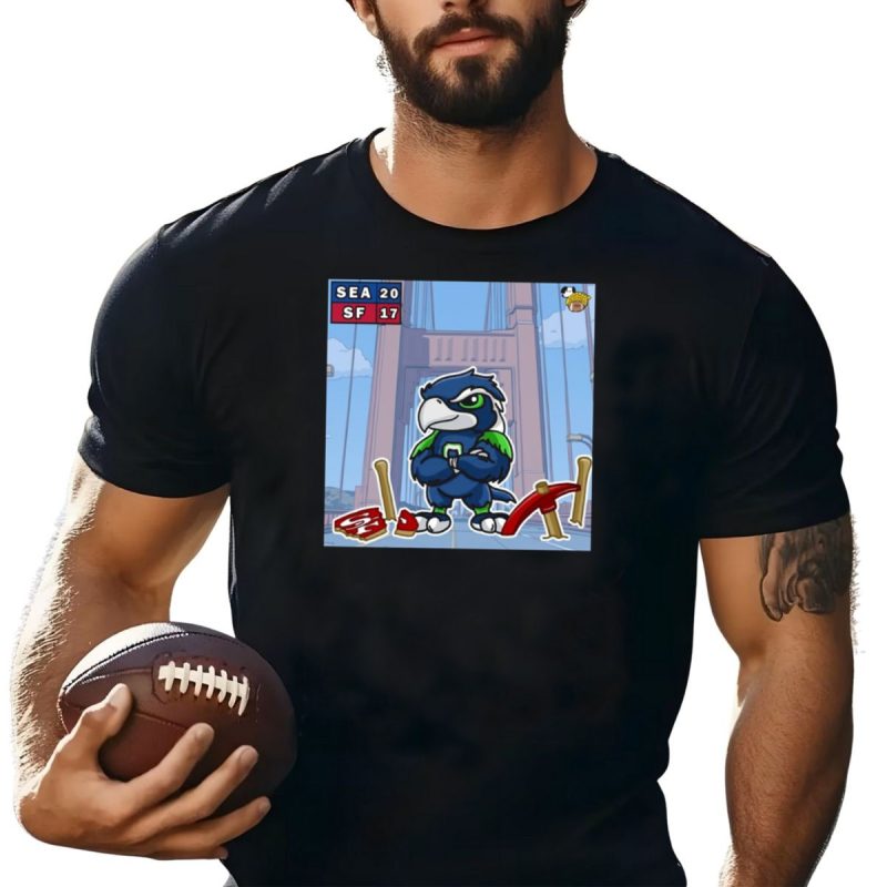 Seattle Seahawks Vs San Francisco 49Ers 20 17 Victory Doodle Golden Gate Bridge T Shirt T Shirt 1