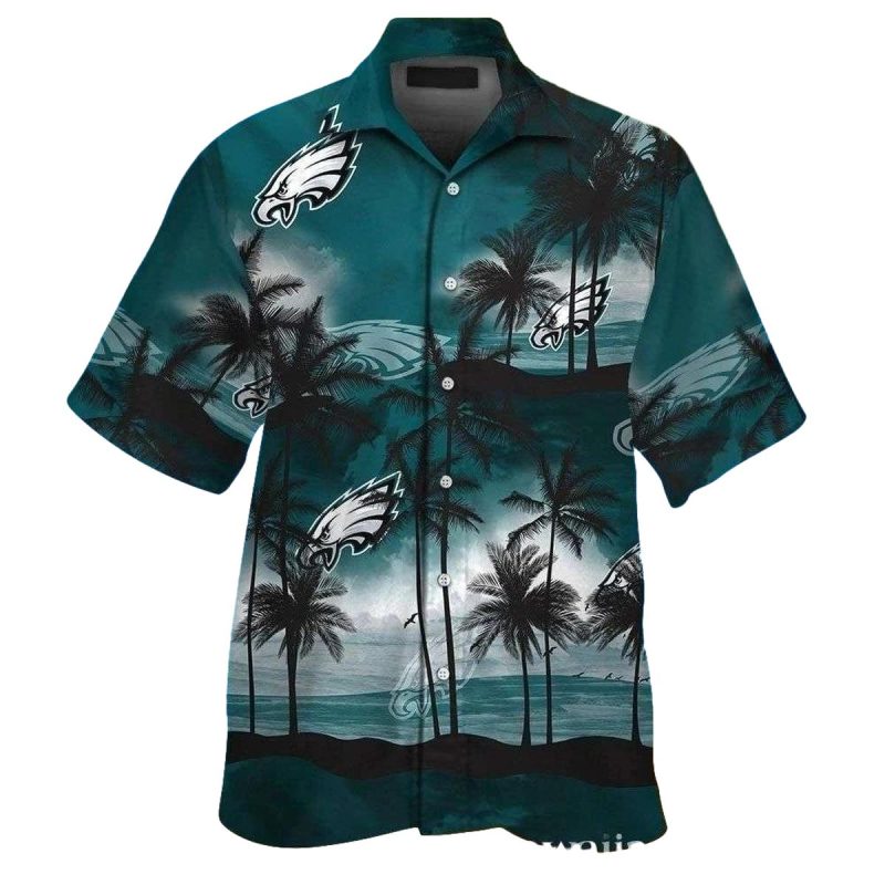 Serene Beach Sunset Philadelphia Eagles Hawaiian Shirt 1