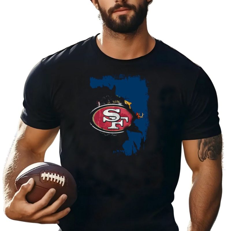 Sf 49Ers Emblem Overlaying Vermont T Shirt T Shirt 1