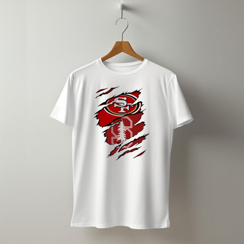 Sf 49Ers Stanford Cardinal Tree Logo Football T Shirt T Shirt 1