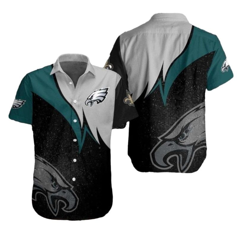 Sharp Swoop Philadelphia Eagles Hawaiian Shirt Black And White Elegance 1