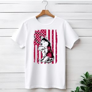 Siberian Husky I Love Mom Arizona Cardinals American Flag T-Shirt