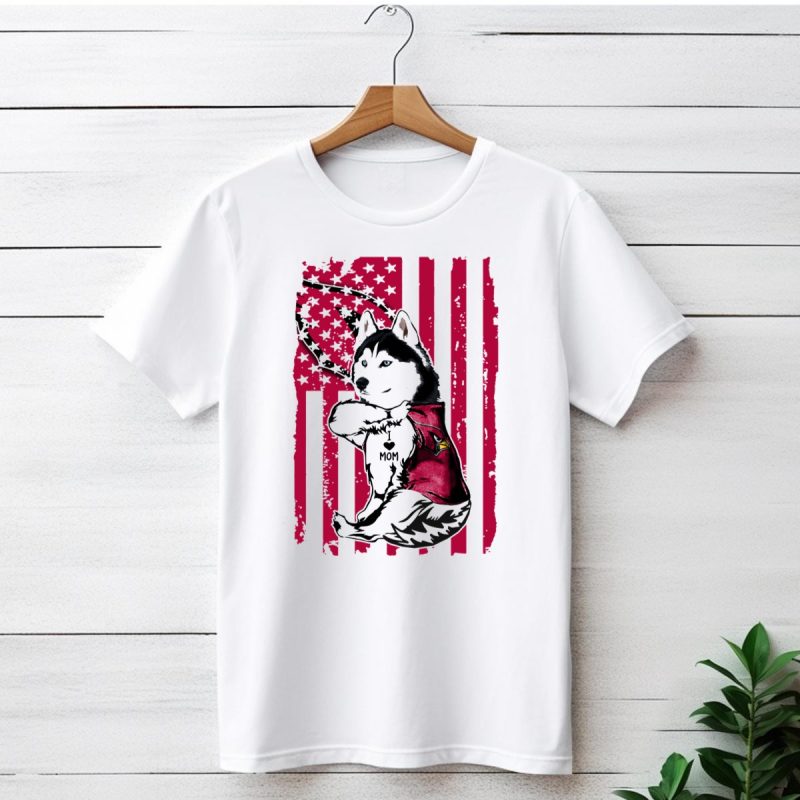 Siberian Husky I Love Mom Arizona Cardinals American Flag T Shirt 1 T Shirt 1