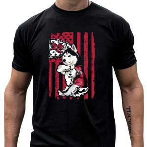 Siberian Husky Kansas City Chiefs Mom American Flag T-Shirt