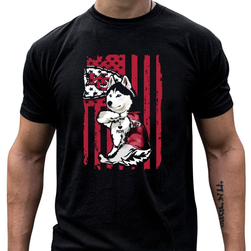 Siberian Husky Kansas City Chiefs Mom American Flag T Shirt T Shirt 1 1