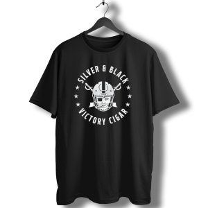 Silver And Black Vegas Victory Cigar Raiders Helmet T-Shirt