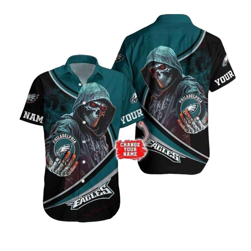 Skeletal Warrior Philadelphia Eagles Hawaiian Shirt 1