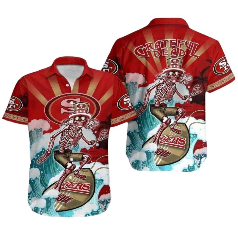 Skeleton 49Ers Grateful Dead Surfing Hawaiian Shirt 1