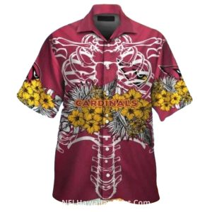 Skeleton Rib Cage Arizona Cardinals Hawaiian Shirt With Floral Print