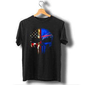Skull Buffalo Bills American Flag Punisher Nfl Logo Stars Stripes T-Shirt