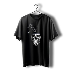 Skull Dallas Cowboys Star Cap With Stripes Background T-Shirt