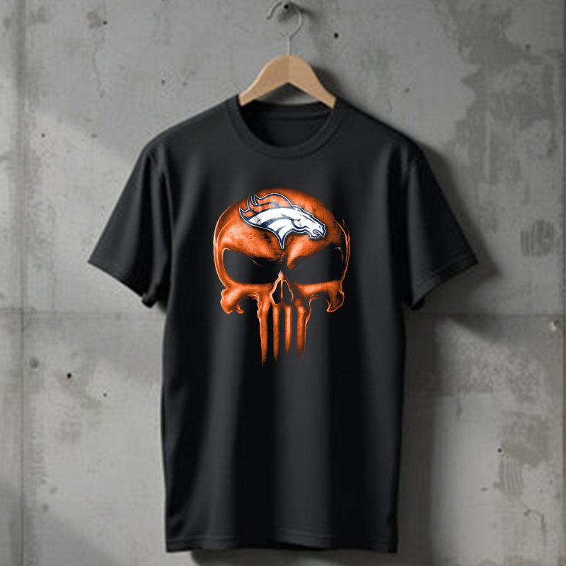 Skull Denver Broncos Logo Fusion T Shirt 1 T Shirt 1