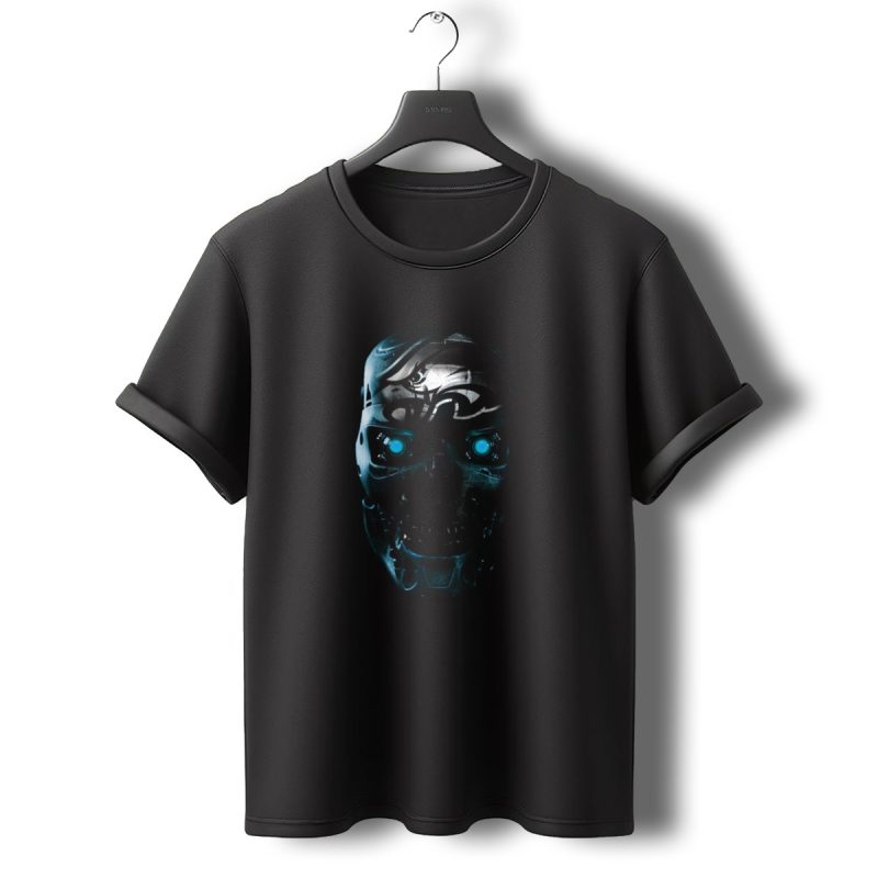 Skull Eagles Cyborg Metallic Glow T Shirt T Shirt 0 1