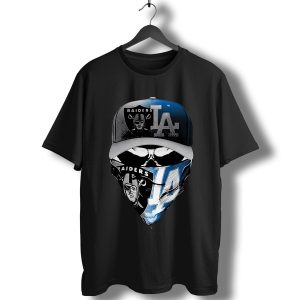 Skull Oakland Raiders And Los Angeles Dodgers T-Shirt