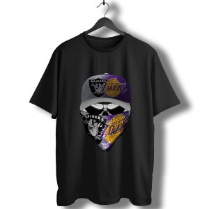 Skull Oakland Raiders And Los Angeles Lakers T-Shirt
