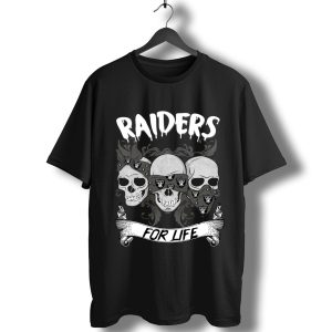 Skull Oakland Raiders For Life T-Shirt
