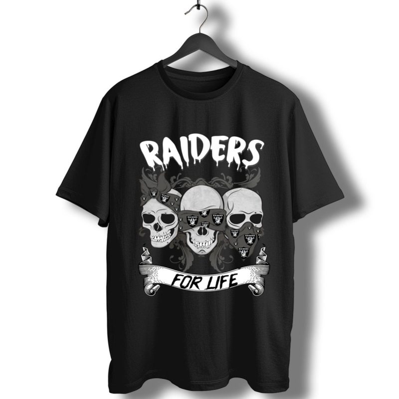 Skull Oakland Raiders For Life T Shirt T Shirt 1