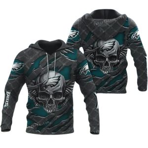 Skull Philadelphia Eagles All Over Print Hoodie