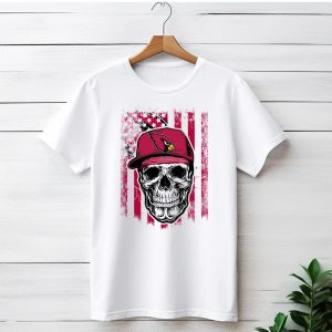 Skull V1 Arizona Cardinals Red Cap American Flag T-Shirt