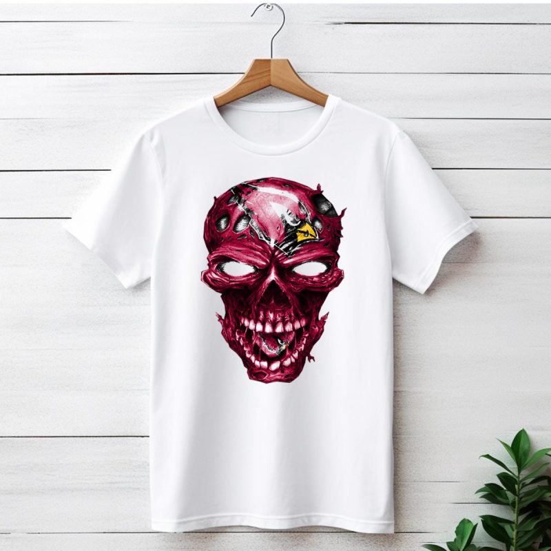 Skull V2 Arizona Cardinals Logo Fusion T Shirt 1 T Shirt 1