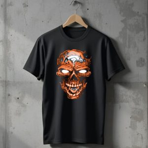 Skull V2 Denver Broncos Logo Grinning Horror T-Shirt