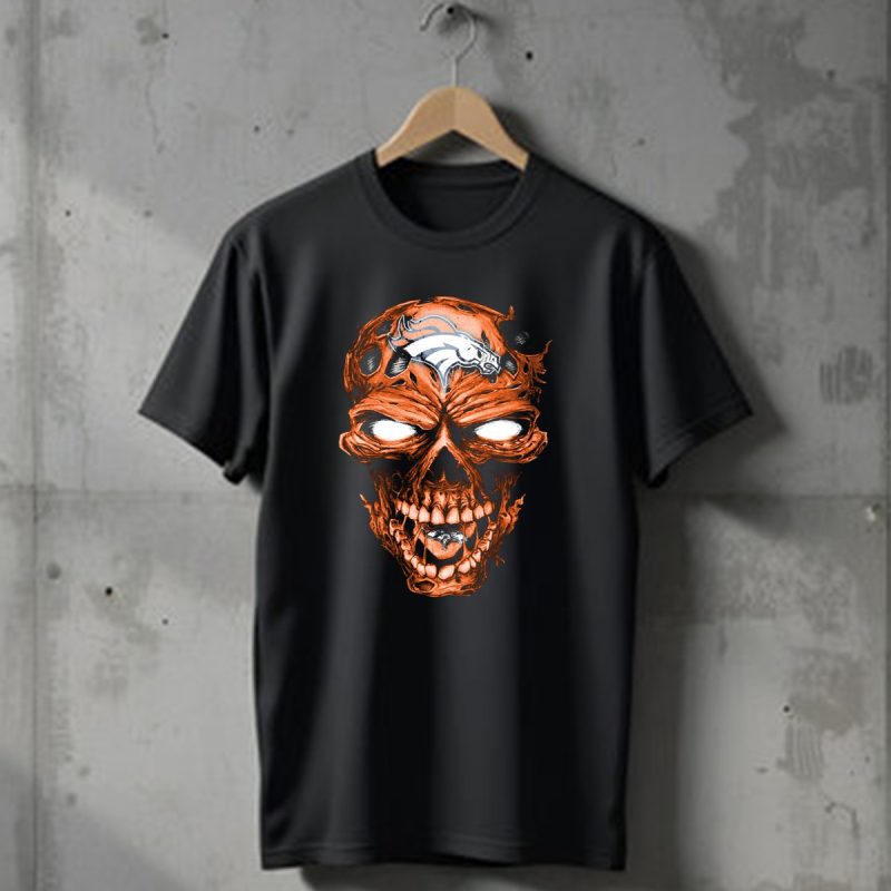 Skull V2 Denver Broncos Logo Grinning Horror T Shirt 1 T Shirt 1