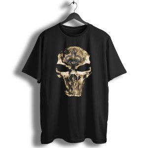 Skull V4 New Orleans Saints Fleur De Lis Emblem T Shirt