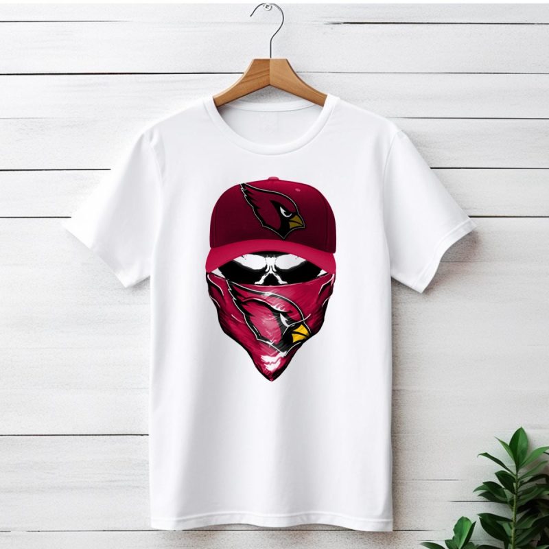 Skull V6 Arizona Cardinals Bold Logo Hat And Bandana T Shirt 1 T Shirt 1
