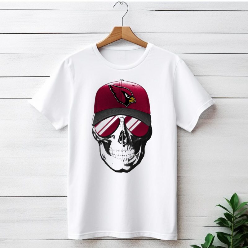 Skull V7 Arizona Cardinals Logo Hat And Sunglasses T Shirt 1 T Shirt 1