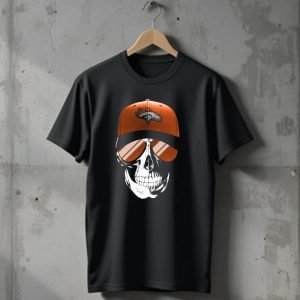 Skull V7 Denver Broncos Cap And Sunglasses T-Shirt