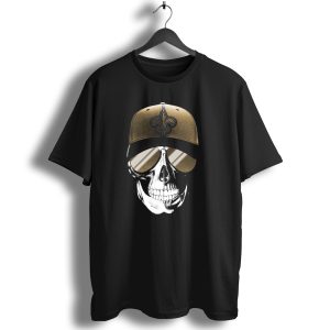 Skull V7 New Orleans Saints Fleur De Lis Hat And Sunglasses T Shirt