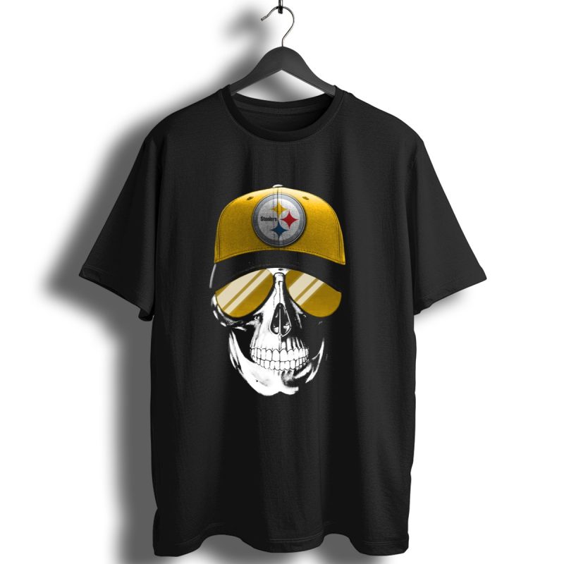 Skull V7 Pittsburgh Steelers Yellow Cap And Sunglasses T Shirt 1 T Shirt 1